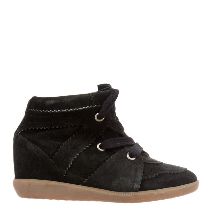 Airwalk Hidden Heel Wedge Black Suede Strap Sneaker High Top Shoes Size 9 |  eBay